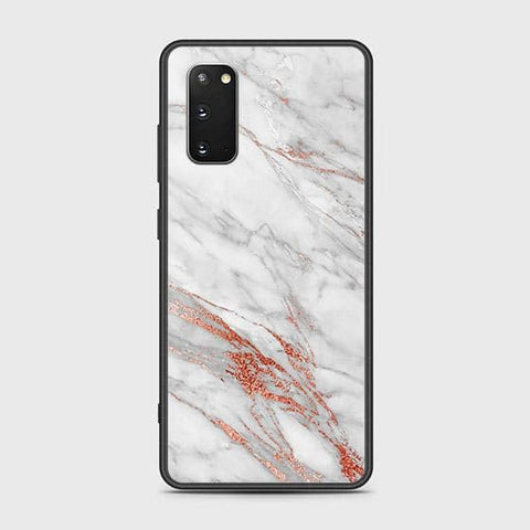 Samsung Galaxy S20 Plus Cover - White Marble Series - HQ Ultra Shine Premium Infinity Glass Soft Silicon Borders Case