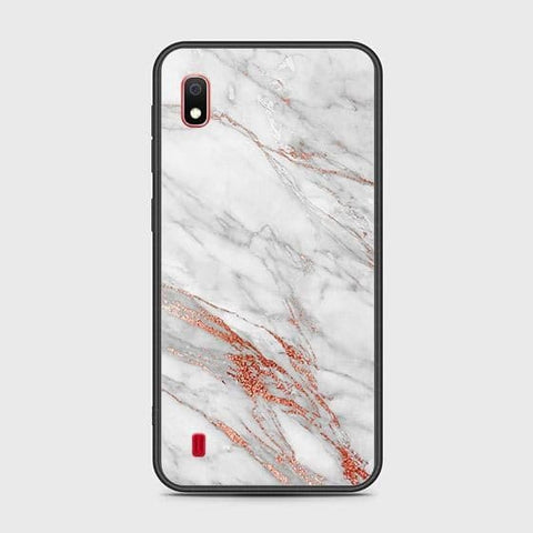 Samsung Galaxy A10 Cover - White Marble Series - HQ Ultra Shine Premium Infinity Glass Soft Silicon Borders Case