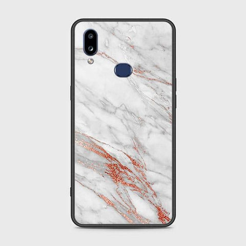 Samsung Galaxy A10s Cover - White Marble Series - HQ Ultra Shine Premium Infinity Glass Soft Silicon Borders Case