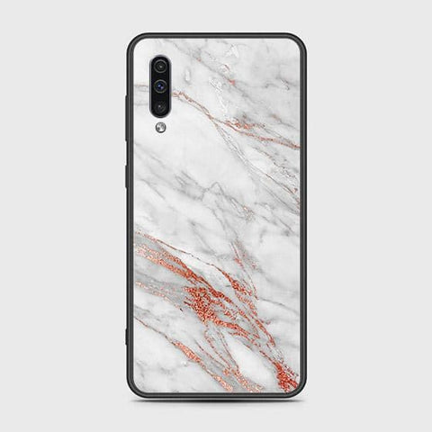 Samsung Galaxy A30s Cover - White Marble Series - HQ Ultra Shine Premium Infinity Glass Soft Silicon Borders Case