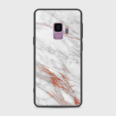 Samsung Galaxy S9 Cover - White Marble Series - HQ Ultra Shine Premium Infinity Glass Soft Silicon Borders Case