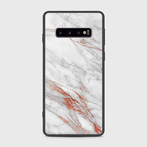 Samsung Galaxy S10 Cover - White Marble Series - HQ Ultra Shine Premium Infinity Glass Soft Silicon Borders Case