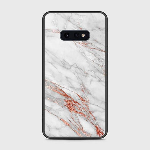 Samsung Galaxy S10e Cover - White Marble Series - HQ Ultra Shine Premium Infinity Glass Soft Silicon Borders Case