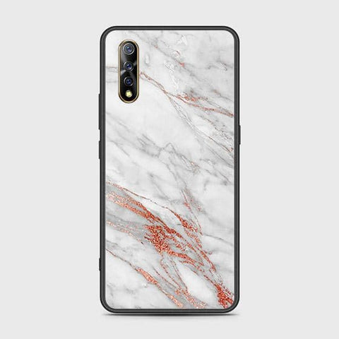 Vivo S1 Cover - White Marble Series - HQ Ultra Shine Premium Infinity Glass Soft Silicon Borders Case