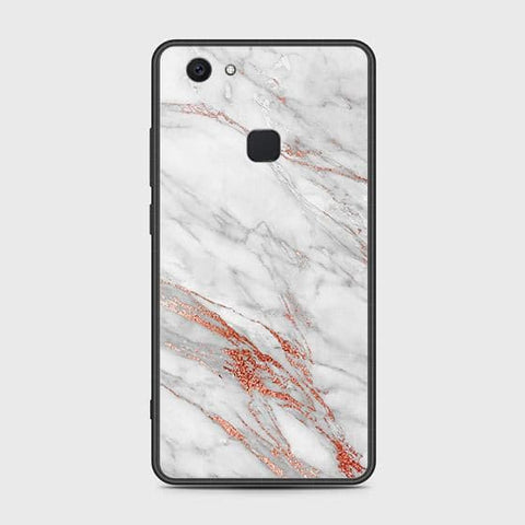 Vivo V7 Plus Cover - White Marble Series - HQ Ultra Shine Premium Infinity Glass Soft Silicon Borders Case