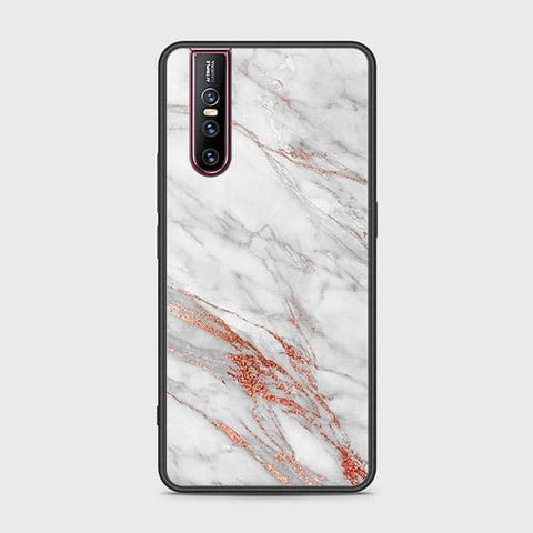 Vivo V15 Pro Cover - White Marble Series - HQ Ultra Shine Premium Infinity Glass Soft Silicon Borders Case