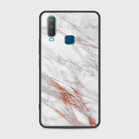 Vivo Y15 Cover - White Marble Series - HQ Ultra Shine Premium Infinity Glass Soft Silicon Borders Case