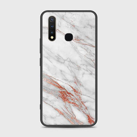 Vivo Y19 Cover - White Marble Series - HQ Ultra Shine Premium Infinity Glass Soft Silicon Borders Case