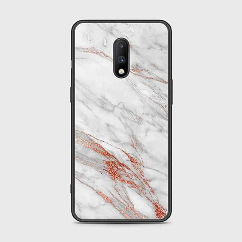 OnePlus 7 Cover - White Marble Series - HQ Ultra Shine Premium Infinity Glass Soft Silicon Borders Case