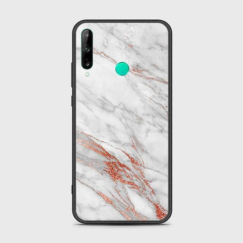 Huawei P40 lite E Cover - White Marble Series - HQ Ultra Shine Premium Infinity Glass Soft Silicon Borders Case