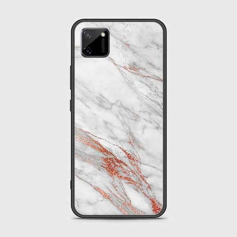 Realme C11 Cover - White Marble Series - HQ Ultra Shine Premium Infinity Glass Soft Silicon Borders Case