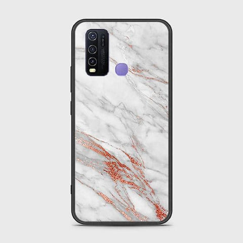 Vivo Y30 Cover - White Marble Series - HQ Ultra Shine Premium Infinity Glass Soft Silicon Borders Case