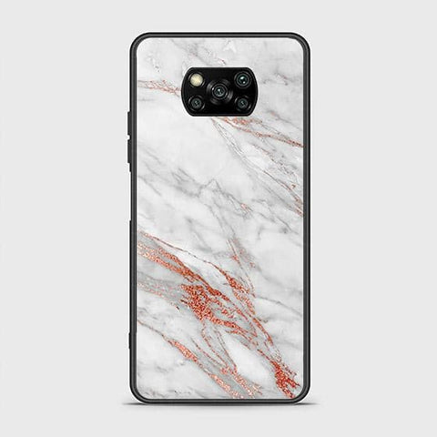 Xiaomi Poco X3 Cover - White Marble Series - HQ Ultra Shine Premium Infinity Glass Soft Silicon Borders Case