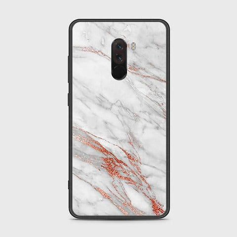 Xiaomi Pocophone F1 Cover - White Marble Series - HQ Ultra Shine Premium Infinity Glass Soft Silicon Borders Case