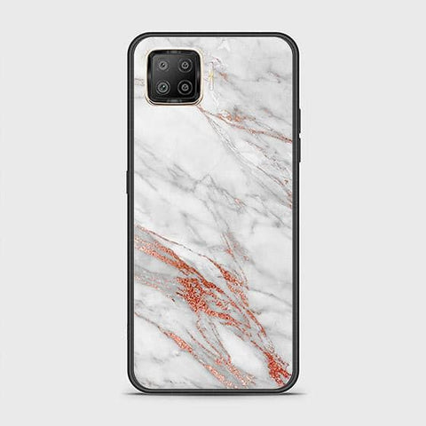 Oppo F17 Cover - White Marble Series - HQ Ultra Shine Premium Infinity Glass Soft Silicon Borders Case