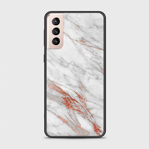 Samsung Galaxy S21 FE 5G Cover - White Marble Series - HQ Ultra Shine Premium Infinity Glass Soft Silicon Borders Case