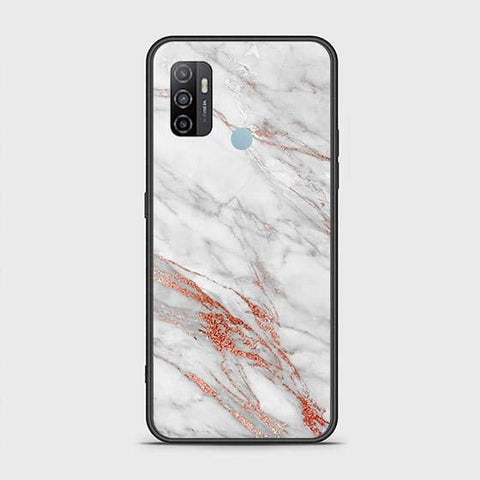 Oppo A53s Cover - White Marble Series - HQ Ultra Shine Premium Infinity Glass Soft Silicon Borders Case