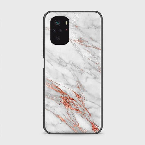 Xiaomi Redmi Note 10S Cover - White Marble Series - HQ Ultra Shine Premium Infinity Glass Soft Silicon Borders Case