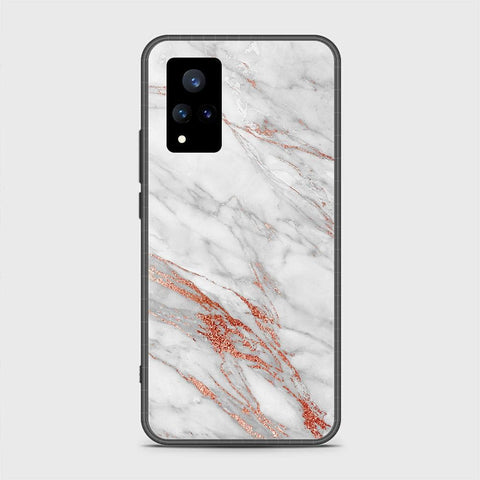 Vivo V21 Cover - White Marble Series - HQ Ultra Shine Premium Infinity Glass Soft Silicon Borders Case