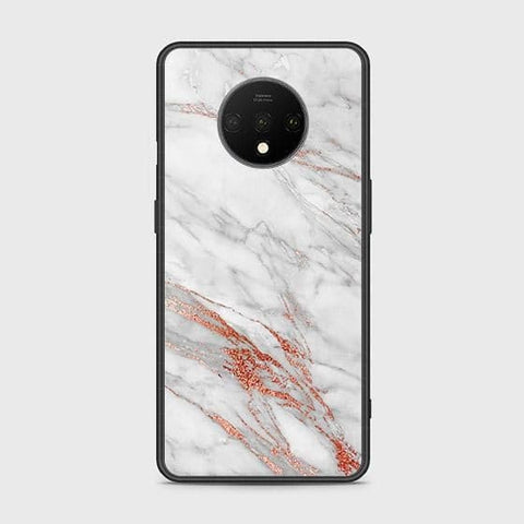 OnePlus 7T Cover - White Marble Series - HQ Ultra Shine Premium Infinity Glass Soft Silicon Borders Case