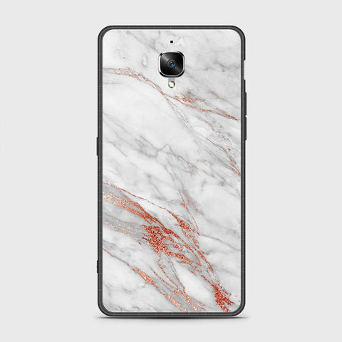 OnePlus 3 Cover- White Marble Series - HQ Ultra Shine Premium Infinity Glass Soft Silicon Borders Case