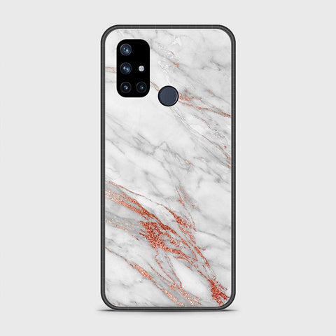 OnePlus Nord N10 5G Cover- White Marble Series - HQ Ultra Shine Premium Infinity Glass Soft Silicon Borders Case