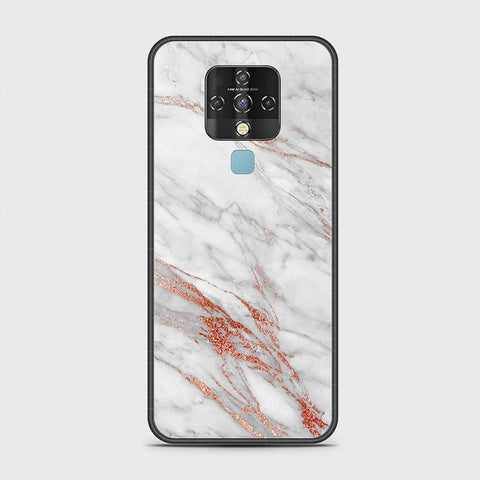 Tecno Camon 16 Cover - White Marble Series - HQ Ultra Shine Premium Infinity Glass Soft Silicon Borders Case