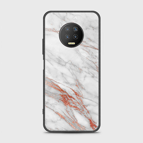 Infinix Note 7 Cover- White Marble Series - HQ Ultra Shine Premium Infinity Glass Soft Silicon Borders Case