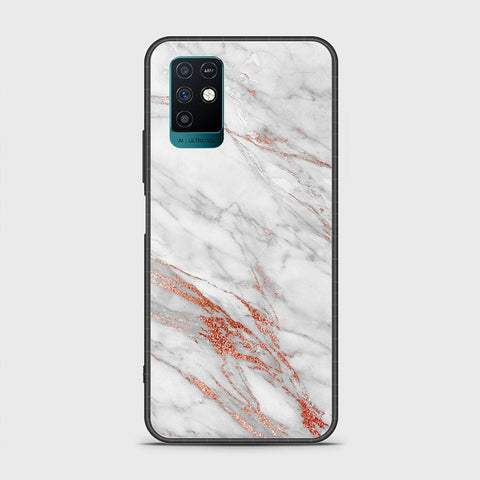 Infinix Note 10 Cover- White Marble Series - HQ Ultra Shine Premium Infinity Glass Soft Silicon Borders Case