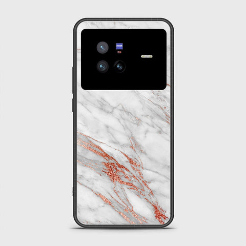 Vivo X80 Cover- White Marble Series - HQ Ultra Shine Premium Infinity Glass Soft Silicon Borders Case