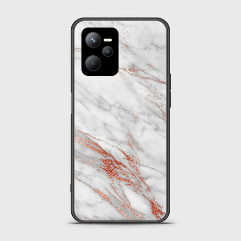 Realme V25 Cover- White Marble Series - HQ Ultra Shine Premium Infinity Glass Soft Silicon Borders Case