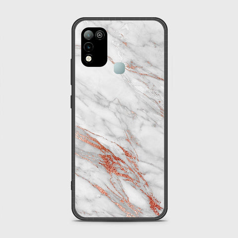 Infinix Hot 10 Play Cover- White Marble Series - HQ Ultra Shine Premium Infinity Glass Soft Silicon Borders Case