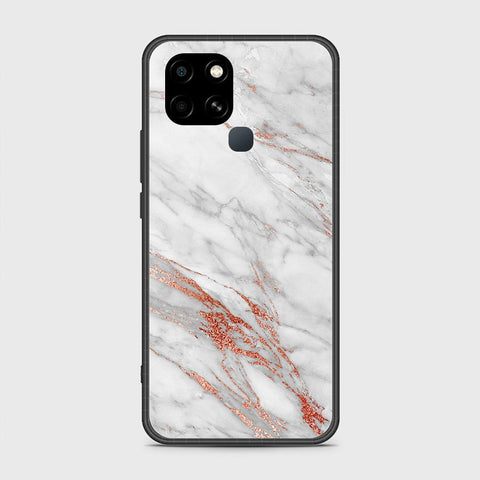 Infinix Smart 6 Cover- White Marble Series - HQ Ultra Shine Premium Infinity Glass Soft Silicon Borders Case