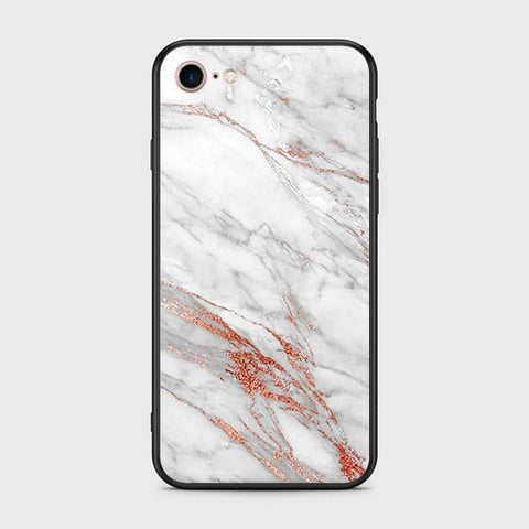 iPhone 8 / 7 Cover - White Marble Series - HQ Ultra Shine Premium Infinity Glass Soft Silicon Borders Case