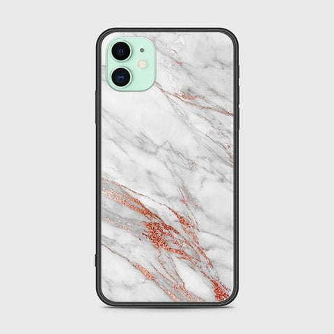 iPhone 11 Cover - White Marble Series - HQ Ultra Shine Premium Infinity Glass Soft Silicon Borders Case