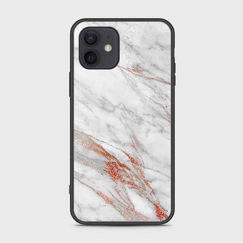 iPhone 12 Cover - White Marble Series - HQ Ultra Shine Premium Infinity Glass Soft Silicon Borders Case