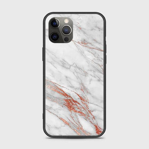 iPhone 12 Pro Cover - White Marble Series - HQ Ultra Shine Premium Infinity Glass Soft Silicon Borders Case