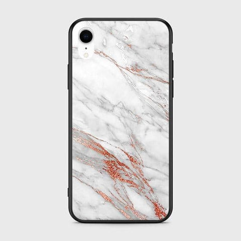 iPhone XR Cover - White Marble Series - HQ Ultra Shine Premium Infinity Glass Soft Silicon Borders Case