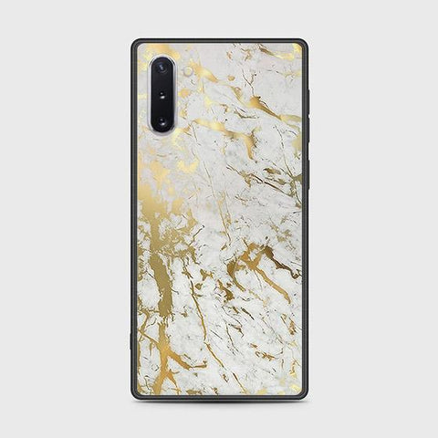 Samsung Galaxy Note 10 Cover - White Marble Series - HQ Ultra Shine Premium Infinity Glass Soft Silicon Borders Case