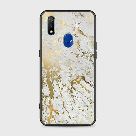 Realme 3 Pro Cover - White Marble Series - HQ Ultra Shine Premium Infinity Glass Soft Silicon Borders Case