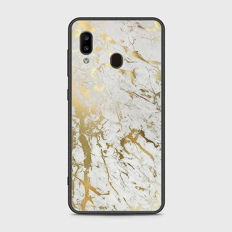 Samsung Galaxy A30 Cover - White Marble Series - HQ Ultra Shine Premium Infinity Glass Soft Silicon Borders Case