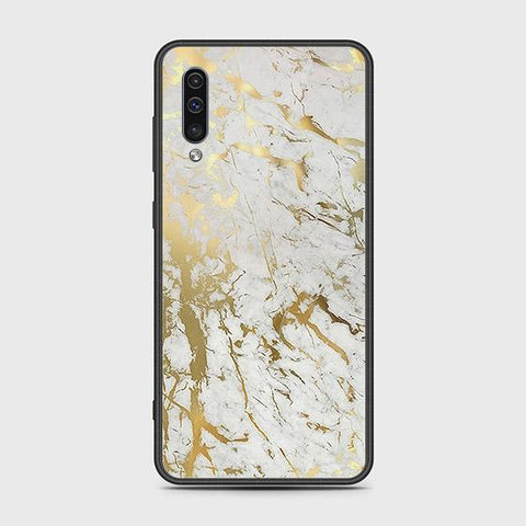 Samsung Galaxy A50 Cover - White Marble Series - HQ Ultra Shine Premium Infinity Glass Soft Silicon Borders Case