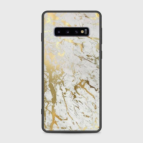 Samsung Galaxy S10 Cover - White Marble Series - HQ Ultra Shine Premium Infinity Glass Soft Silicon Borders Case