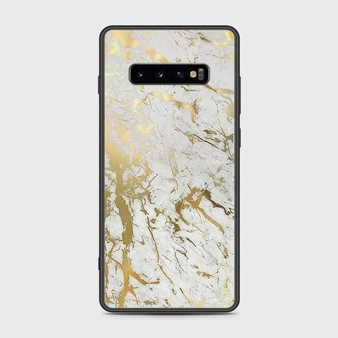 Samsung Galaxy S10 Plus Cover - White Marble Series - HQ Ultra Shine Premium Infinity Glass Soft Silicon Borders Case