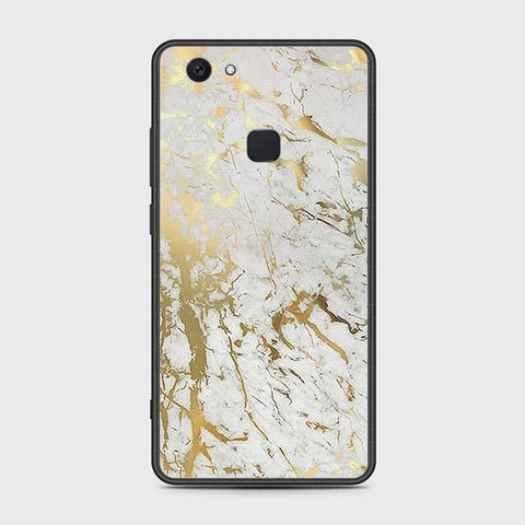 Vivo V7 Plus Cover - White Marble Series - HQ Ultra Shine Premium Infinity Glass Soft Silicon Borders Case