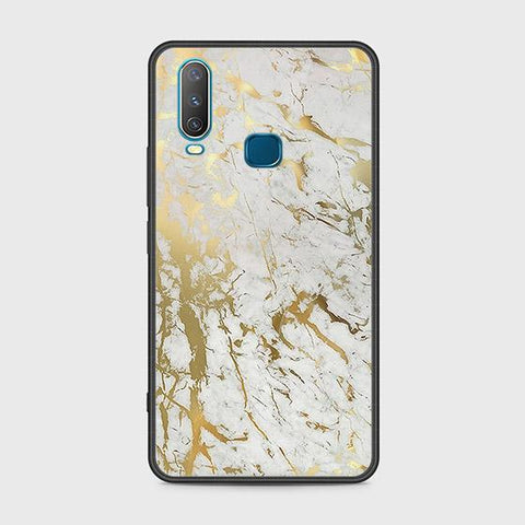 Vivo Y15 Cover - White Marble Series - HQ Ultra Shine Premium Infinity Glass Soft Silicon Borders Case