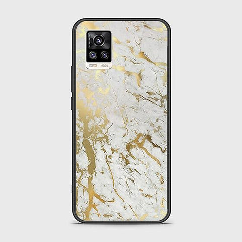 Vivo V20 Cover - White Marble Series - HQ Ultra Shine Premium Infinity Glass Soft Silicon Borders Case