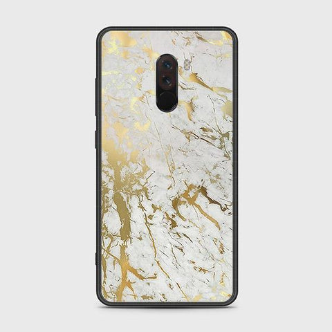 Xiaomi Pocophone F1 Cover - White Marble Series - HQ Ultra Shine Premium Infinity Glass Soft Silicon Borders Case