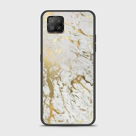 Oppo F17 Pro Cover - White Marble Series - HQ Ultra Shine Premium Infinity Glass Soft Silicon Borders Case