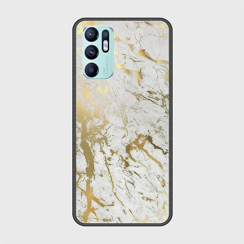 Oppo Reno 6 Cover - White Marble Series - HQ Ultra Shine Premium Infinity Glass Soft Silicon Borders Case